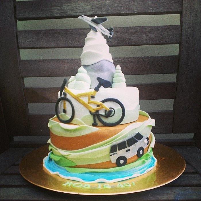 travel-themed cake