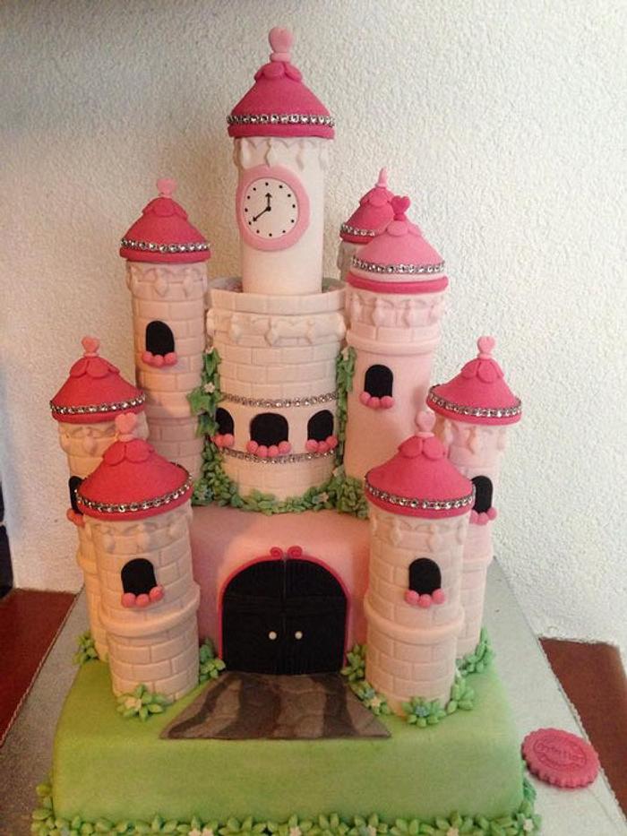 pink castle cake