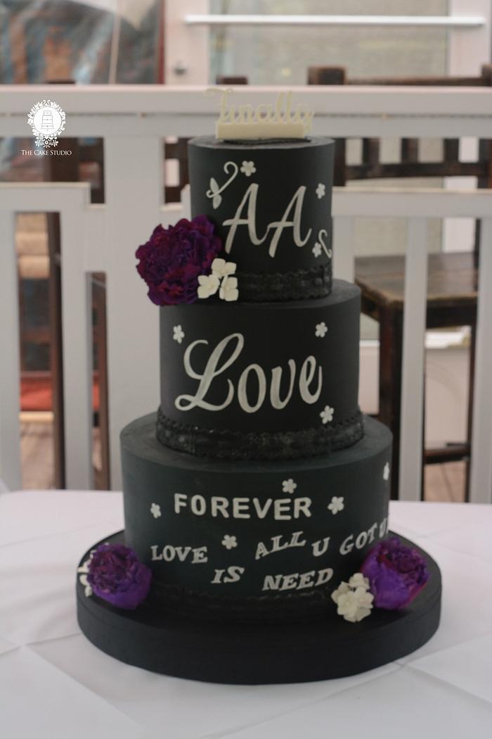 Chalkboard Style Wedding Cake