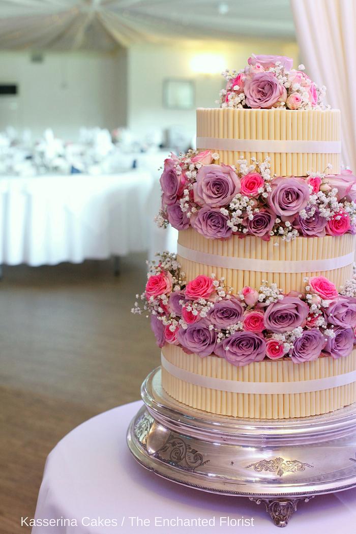 Cigarillos wedding cake with fresh flowers