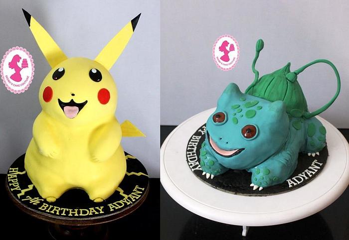 Pikachoo & Bulbasaur Cake