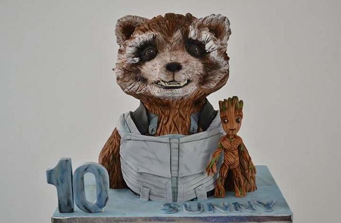 Rocket and baby groot cake