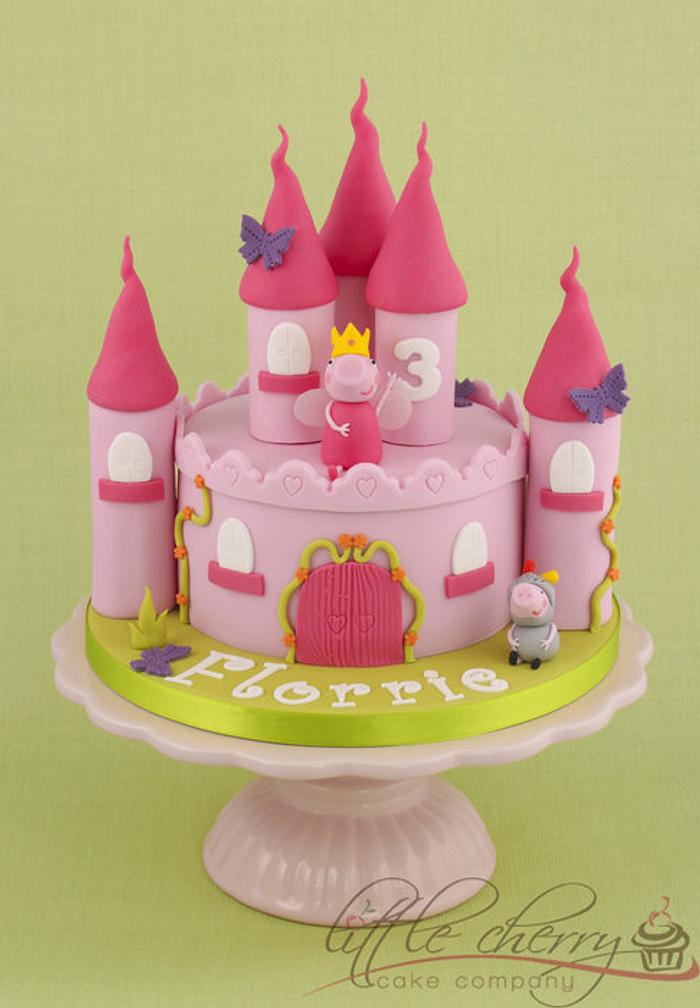 Princess Peppa and George the Brave castle cake