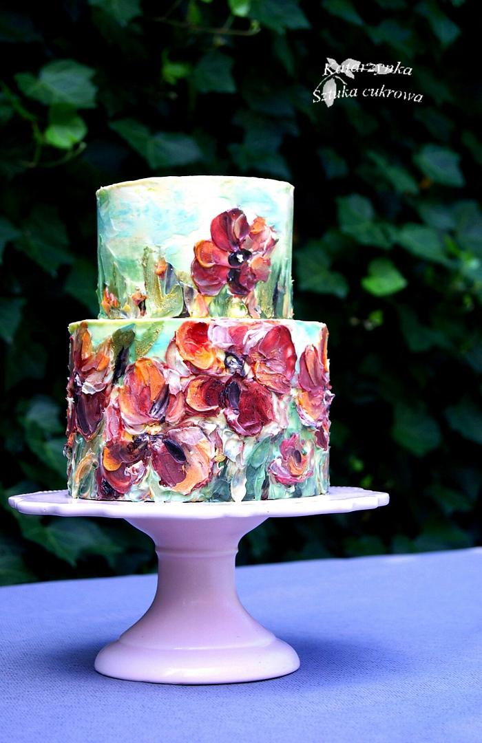 Buttercream painted cake