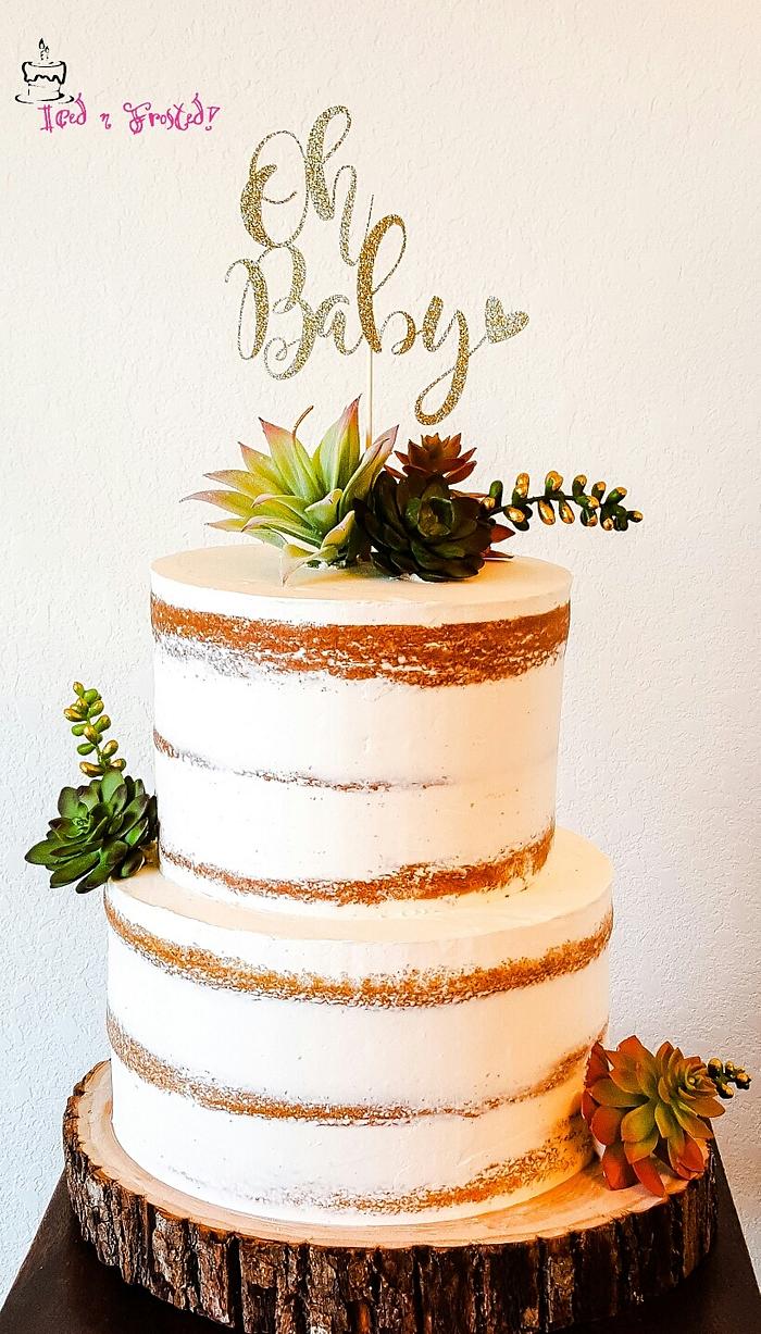 Naked cake with fresh succulents!