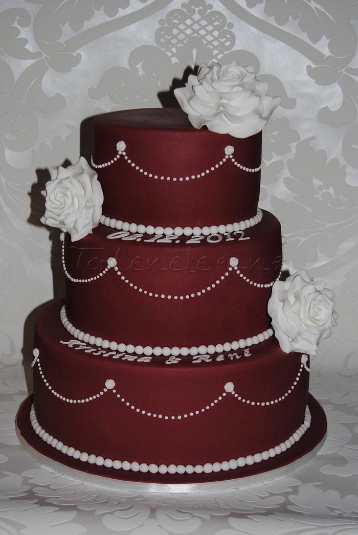 Dark Red Wedding Cake