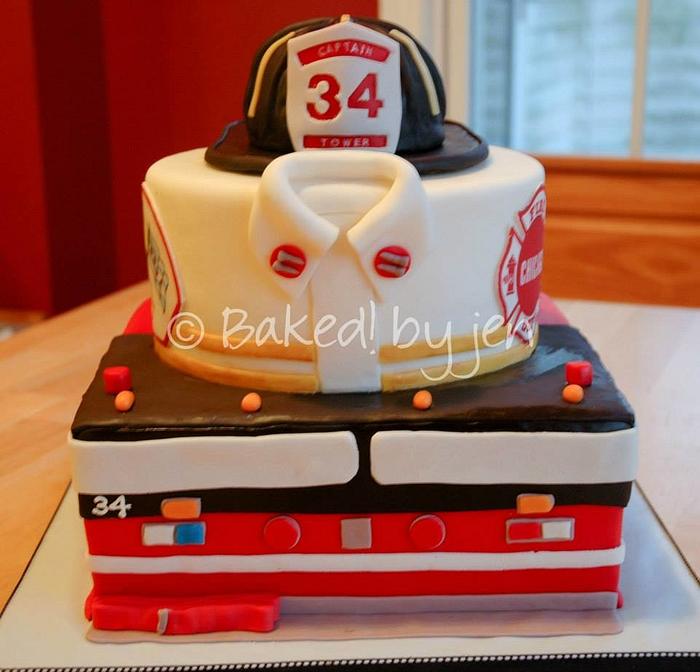 Fireman themed birthday cake