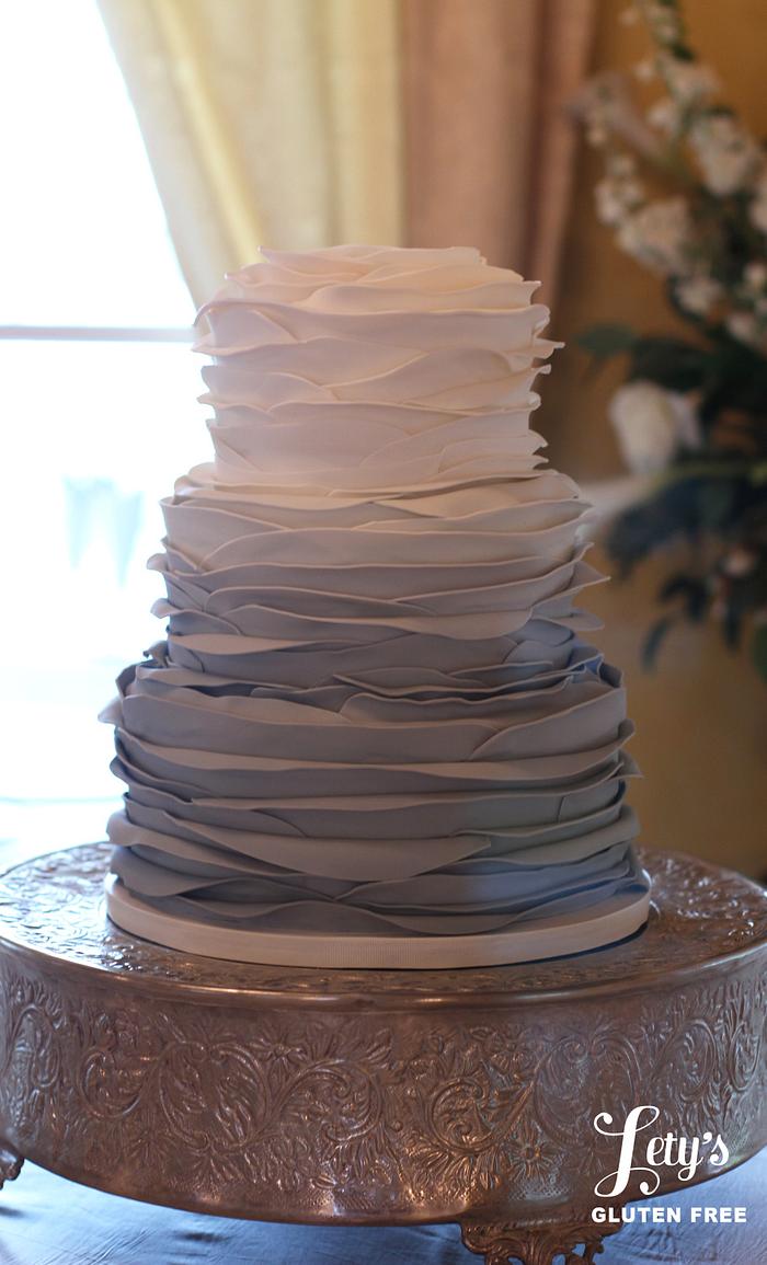 Gray Ombre Ruffle Wedding Cake