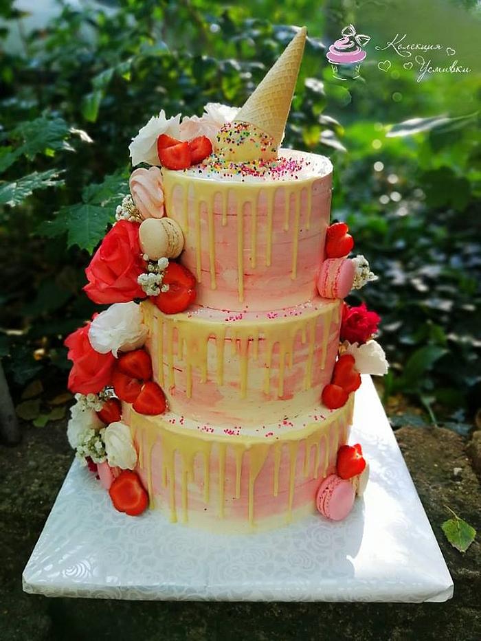 Pink magic cake