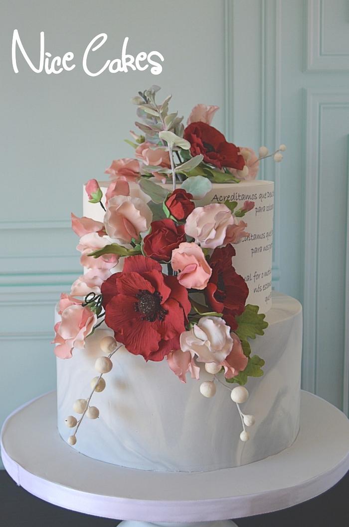 Anniversary Combo | Flower Cake | Designer Cake | Yummy Cake