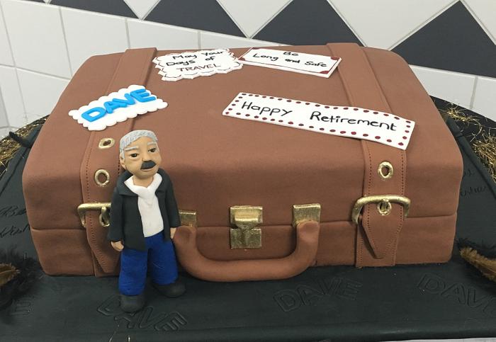 Suitcase retirement cake