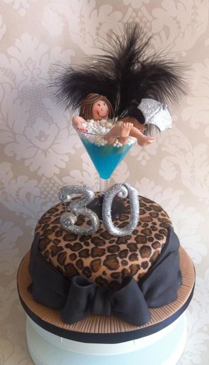 Leopard print cocktail cake