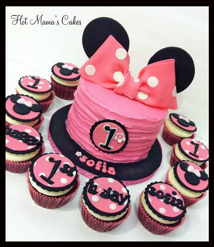Minnie Mouse Smash cake and Cupcakes!