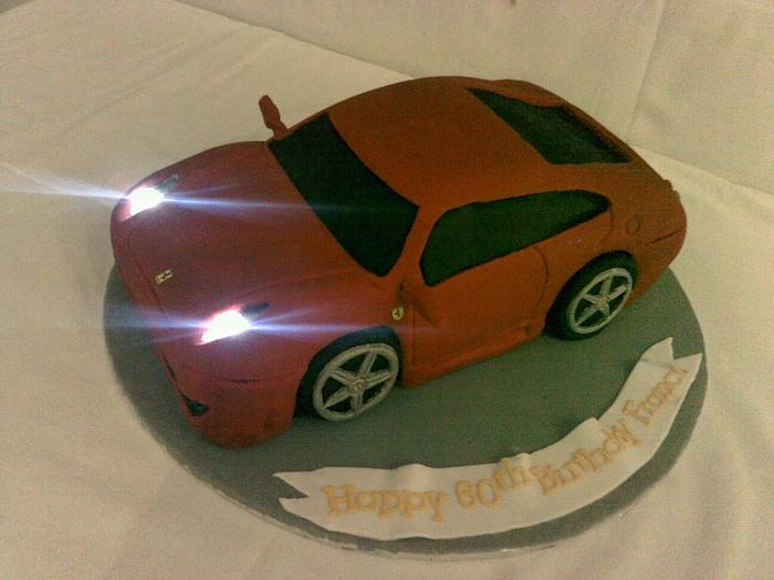 3D Ferrari cake with working lights