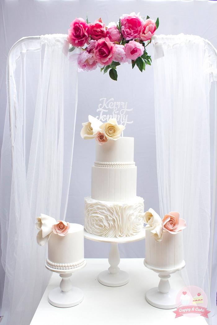 Trio of wedding cakes