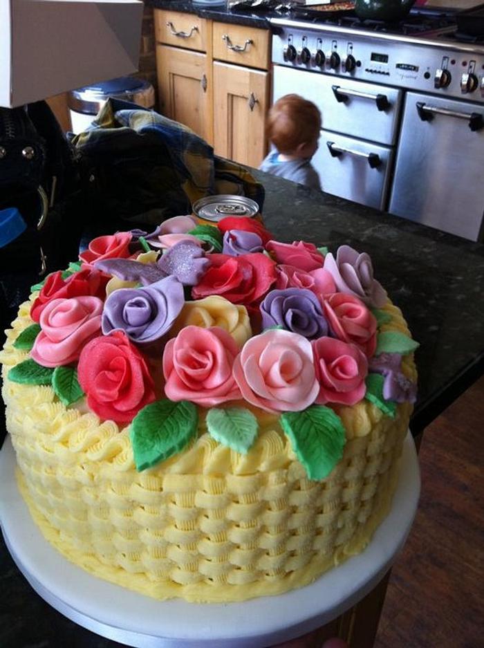 Basket Weave with basic roses