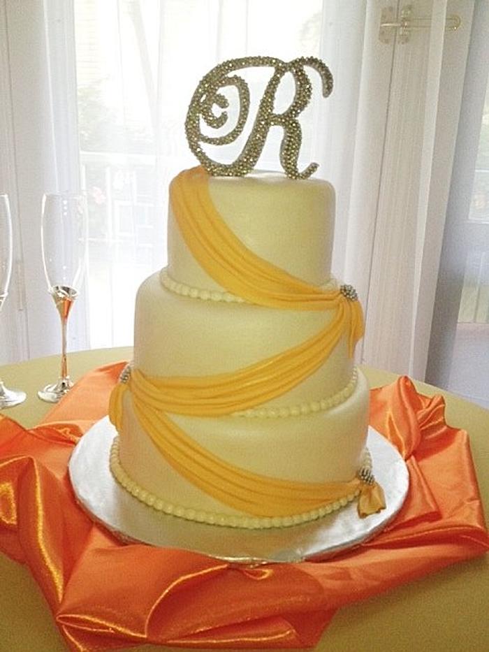 Orange Sash wedding cake
