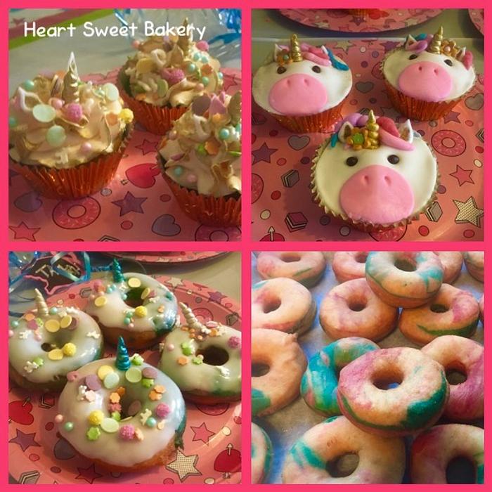 Unicorn cupcakes and donuts