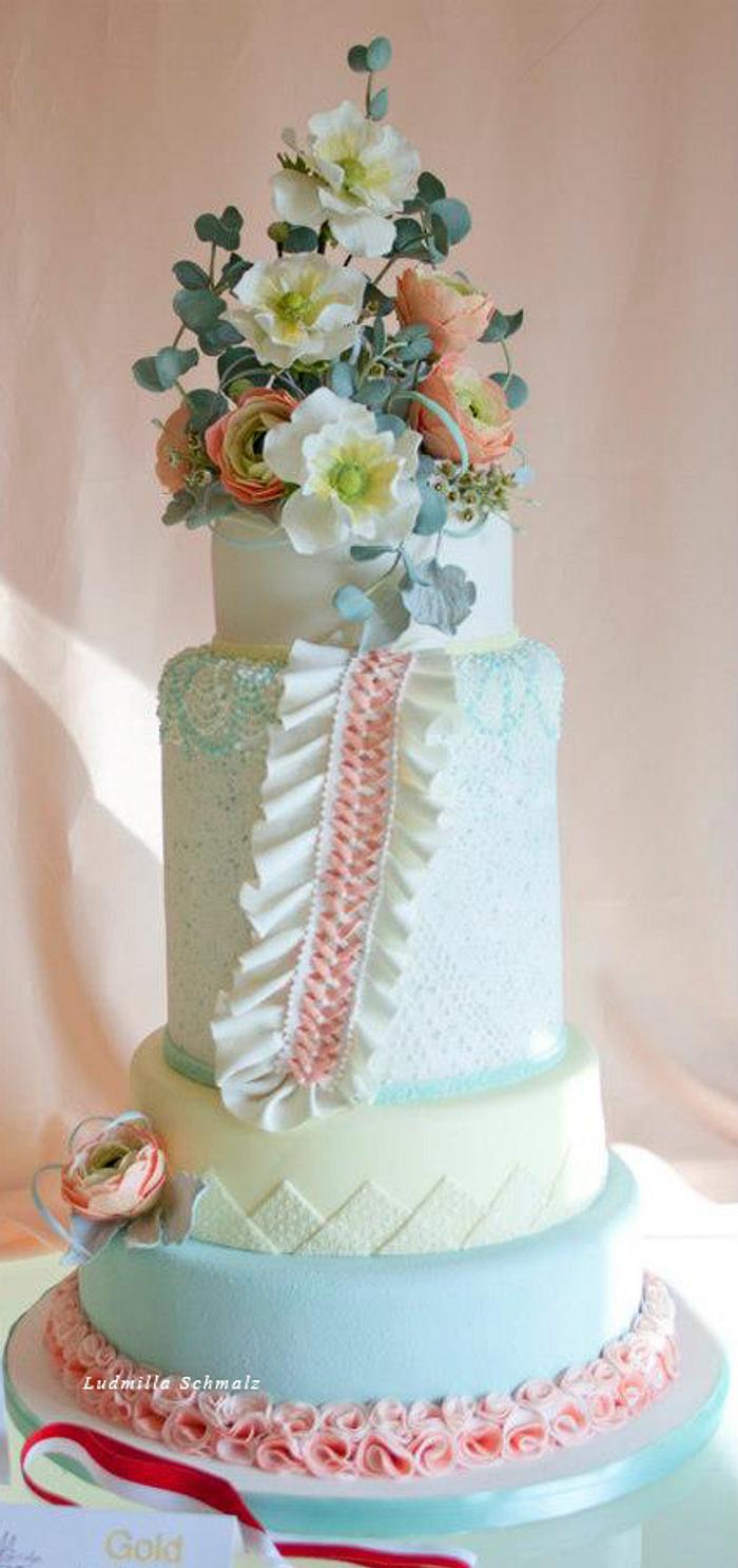 Pastel Ruffles wedding cake