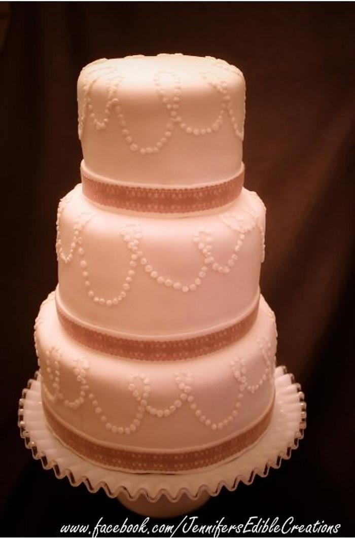 Lace Ribbon Wedding Cake