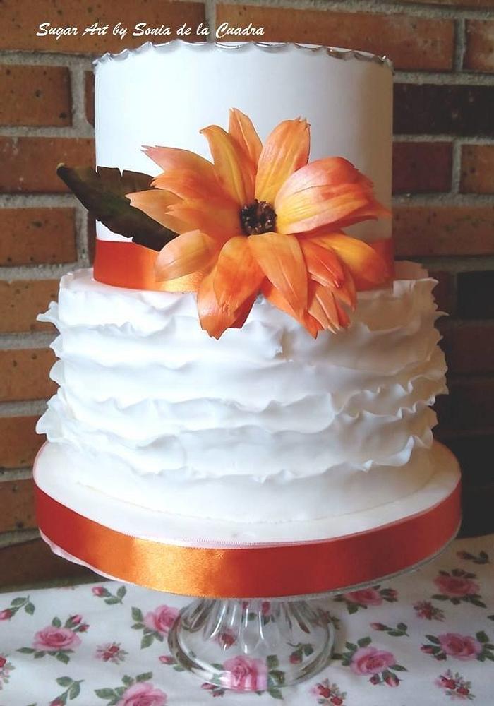 Orange flower Wedding cake