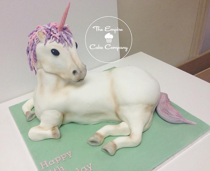 3-D sculpted unicorn cake