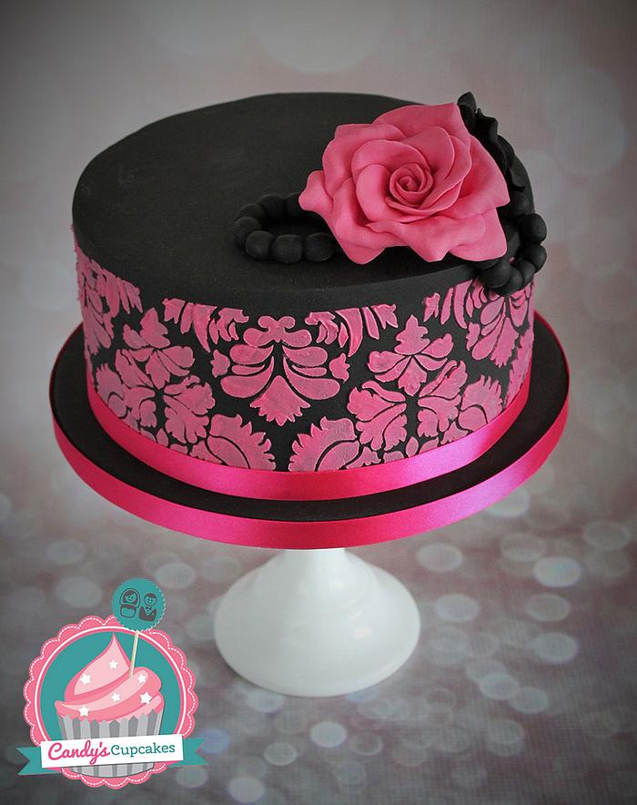 Hot Pink and Black Wedding Cake