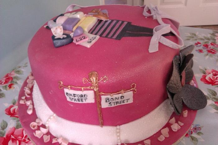 Pink shopaholics cake