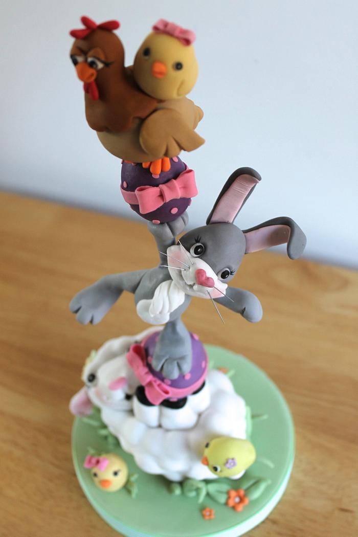 Easter animal tower - plus youtube video - Decorated Cake - CakesDecor