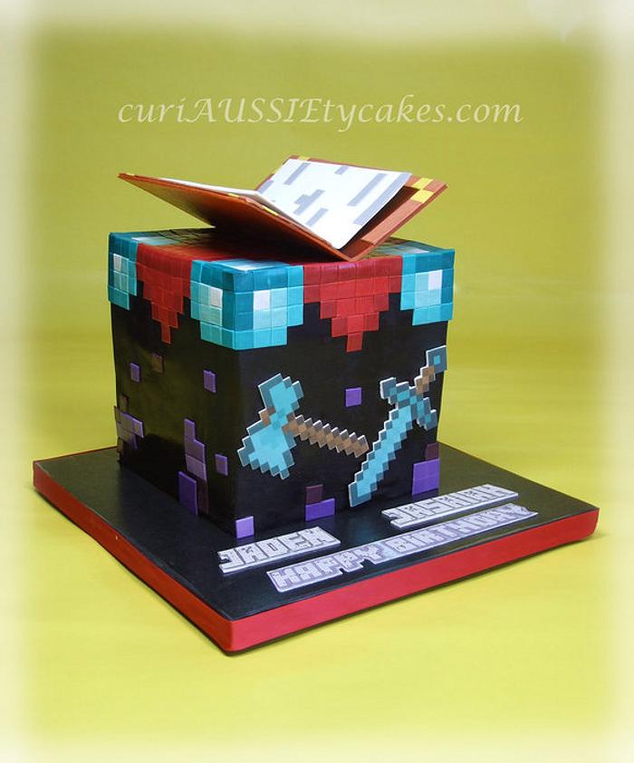 "Enchantment table" minecraft cake