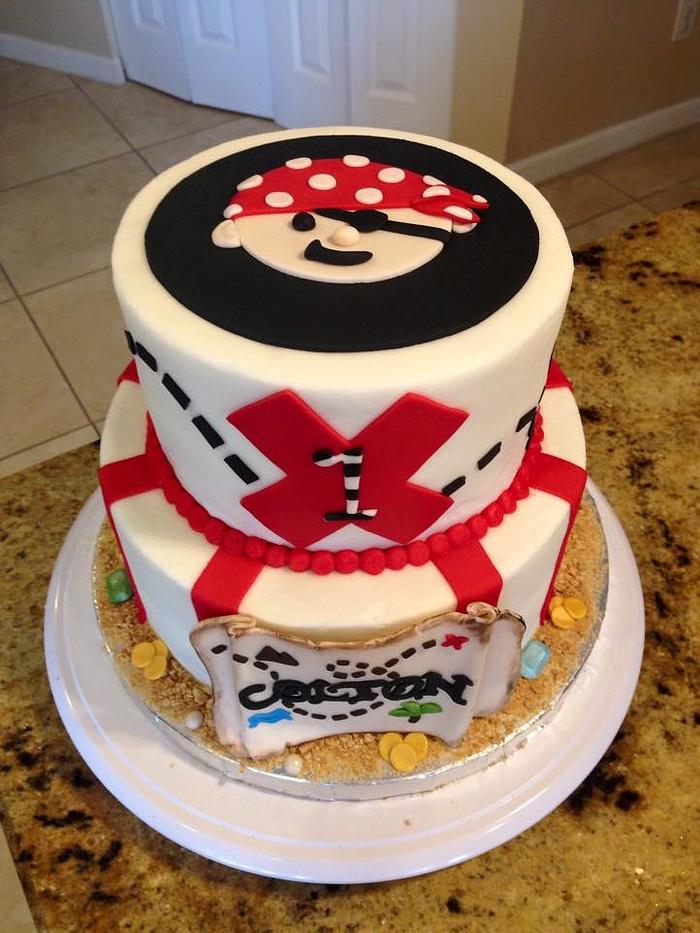 Pirate Theme 1st Birthday Cake