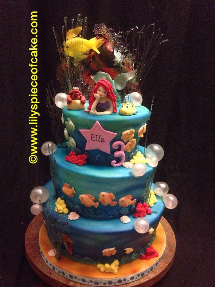 Ariel theme cake with isomalt
