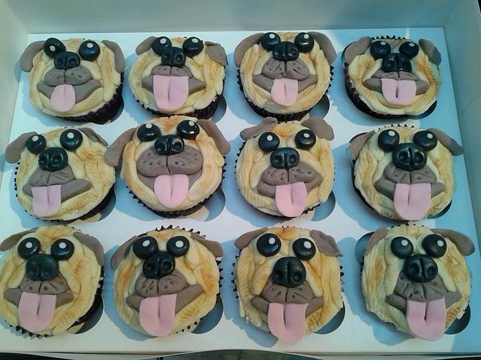 pug dog cupcakes
