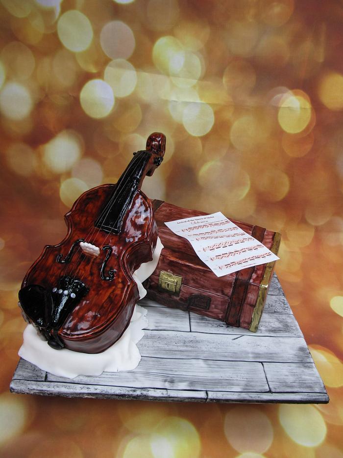 Violin & Vintage suitcase cake
