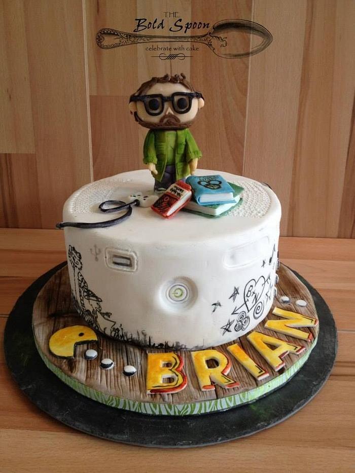 Xbox, Calvin & Hobbes and PAC Man inspired birthday cake