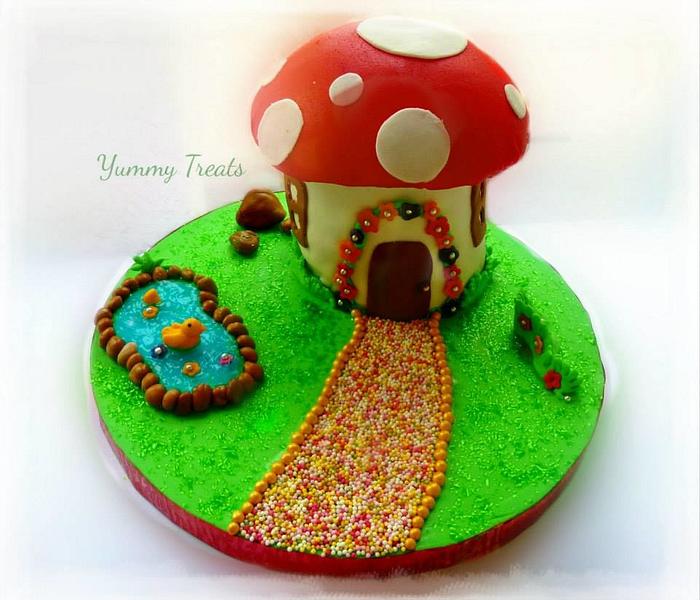 Toadstool / Mushroom shaped Birthday Cake