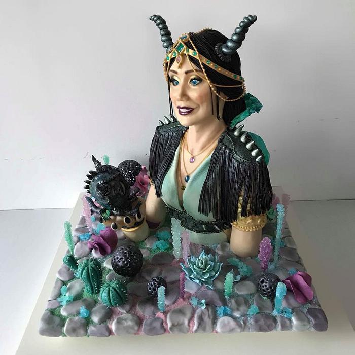 Dragon whisperer bust cake