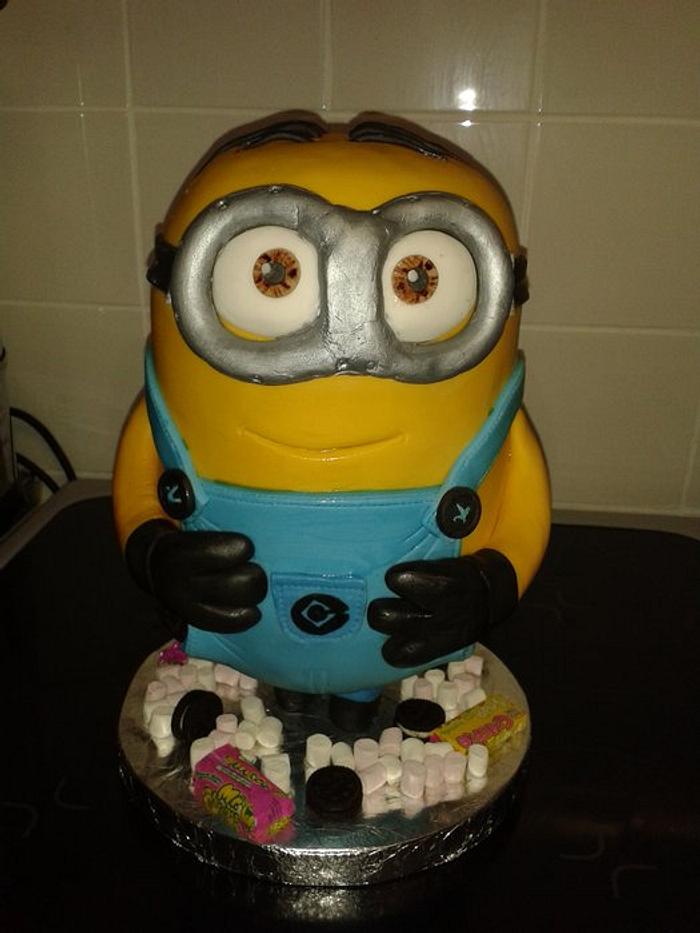 Minion chocolate cake stood up from dispicable me
