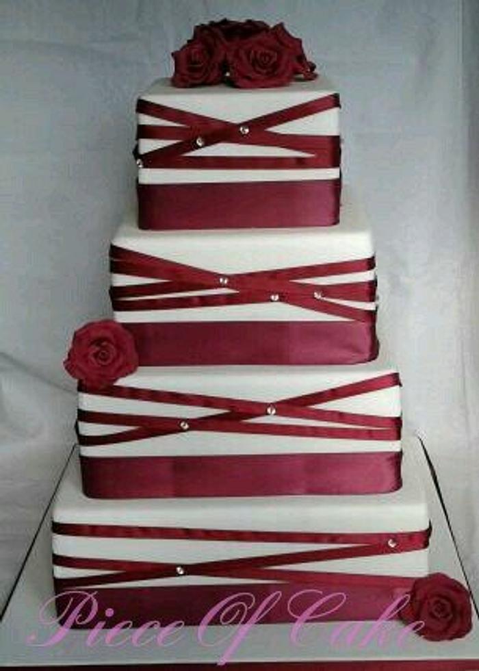 burgundy wedding cake