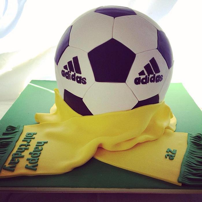 soccer ball cake and scarf