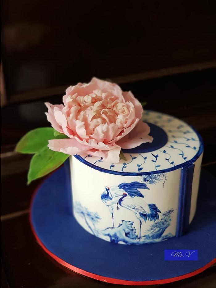 Blue and white Porcelain Cake 