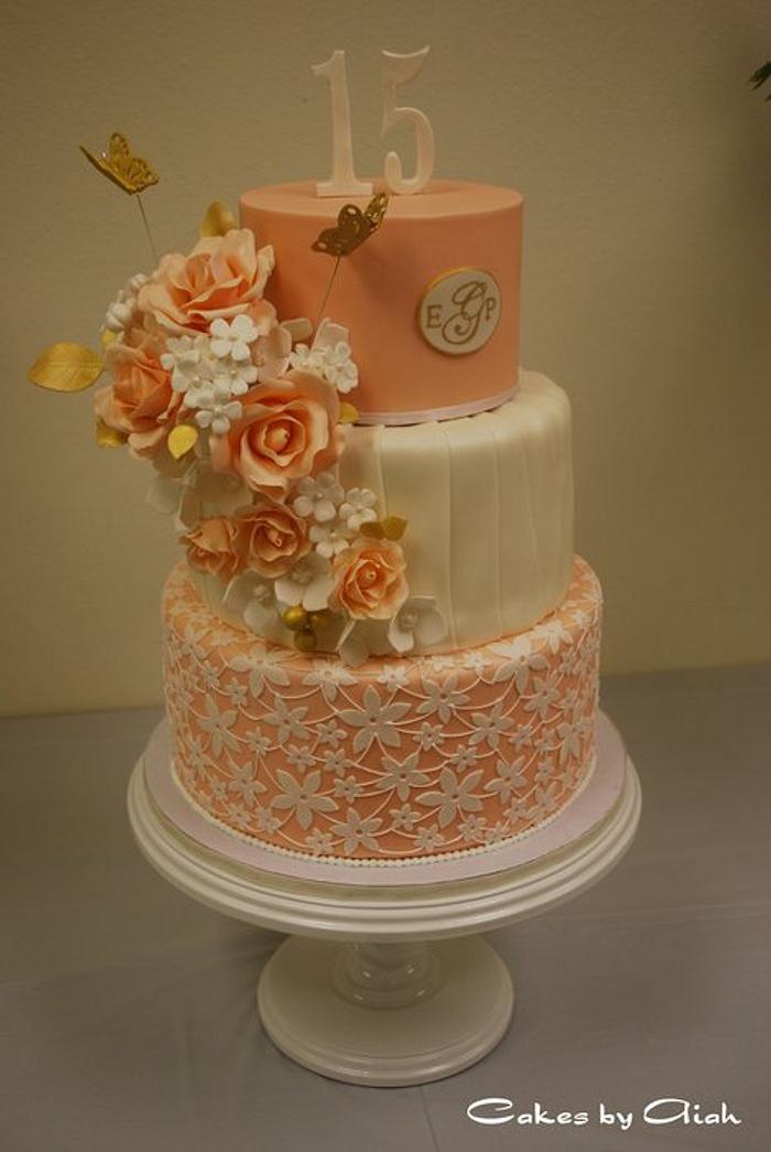 Peach Anniversary cake