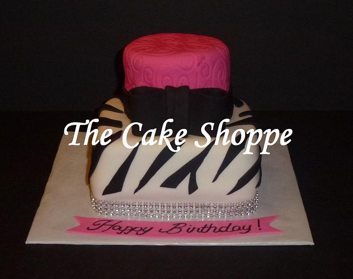 zebra and bling cake