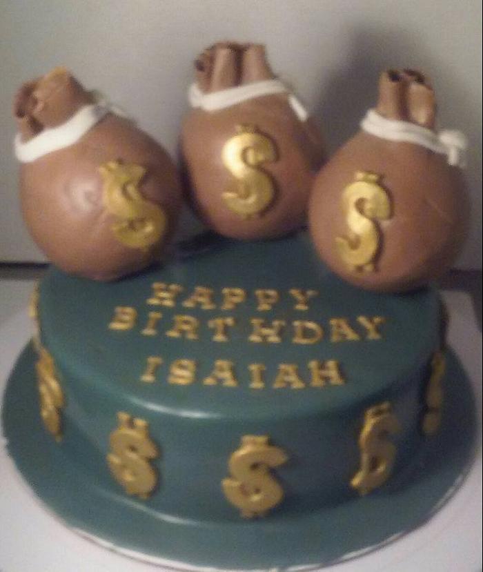 Money Bag Birthday Cake