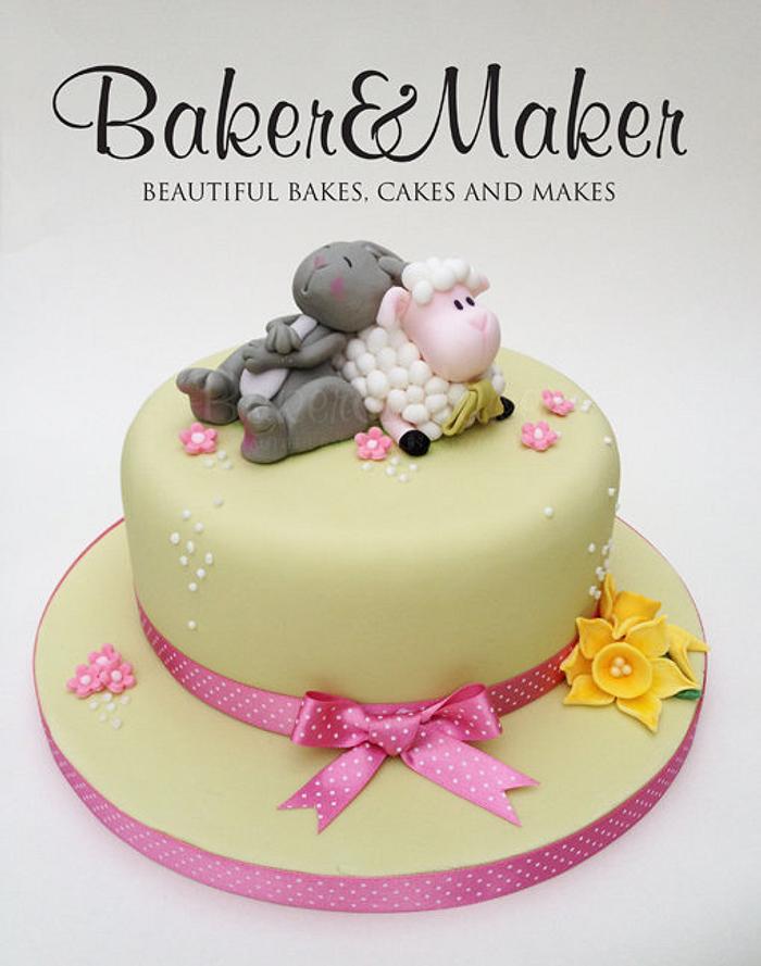 Easter Springtime Lamb and bunny cake