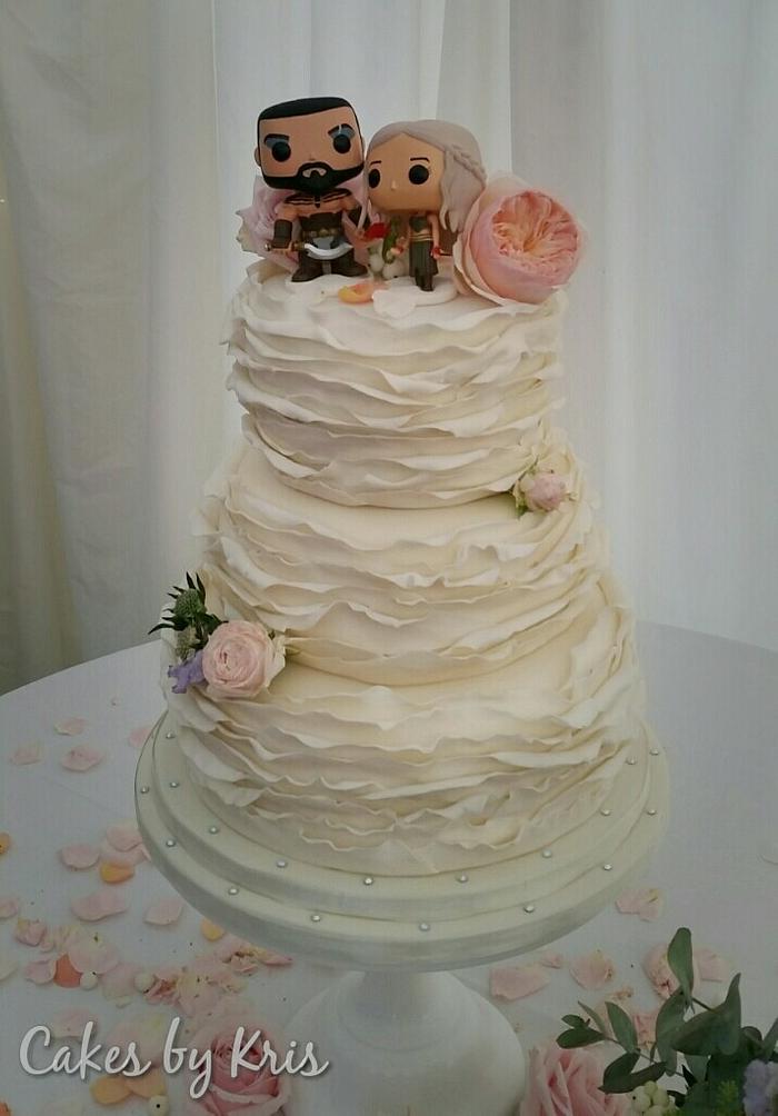 Three Tier Ruffle Wedding Cake