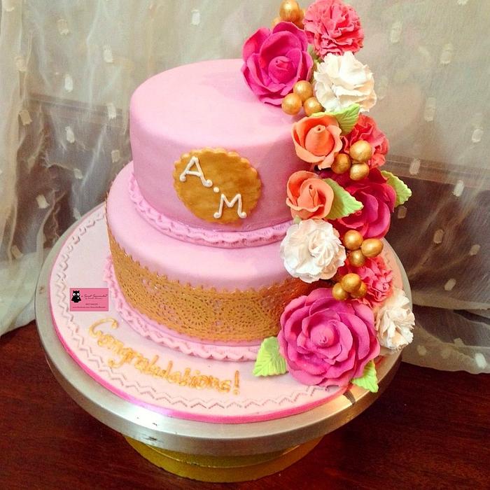 Pastel Engagement Cake