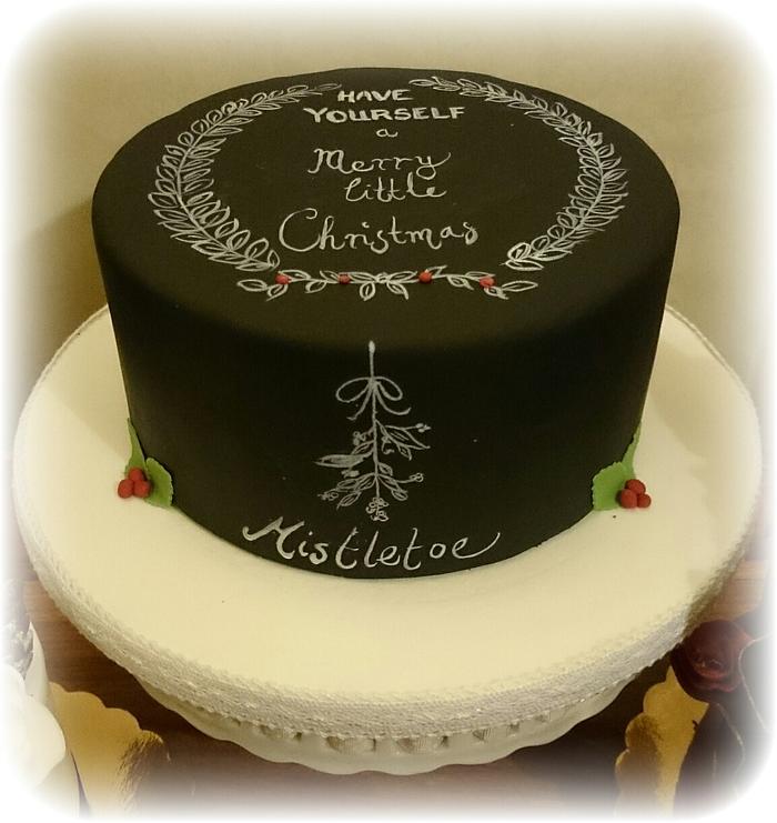 Christmas chalkboard cake 