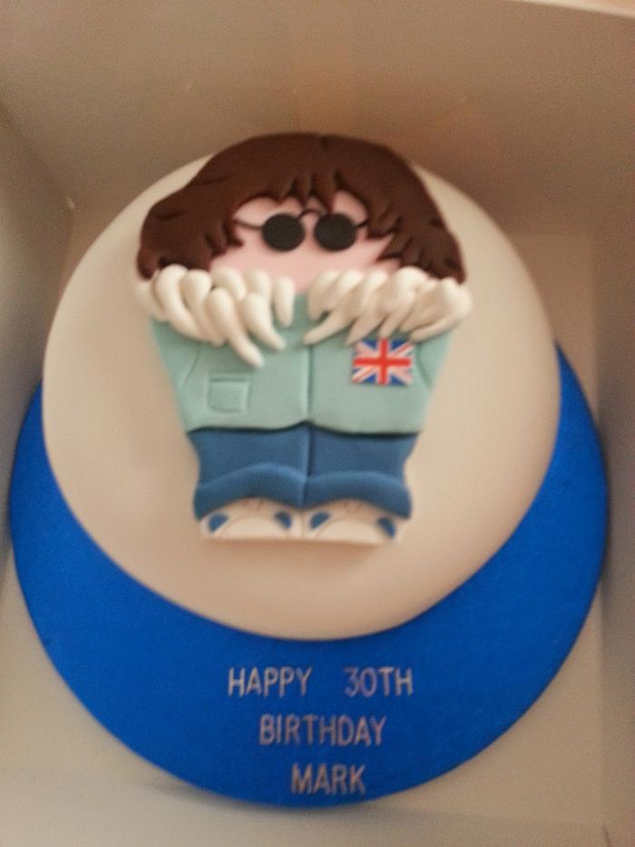 Oasis themed birthday cake.