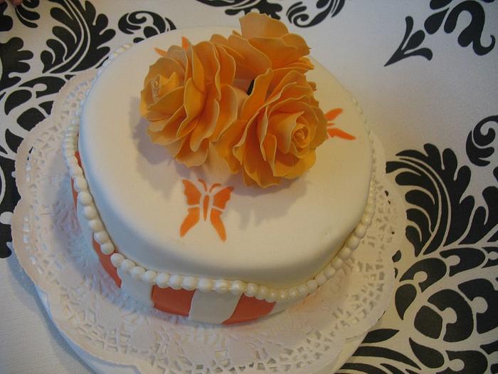 orange roses birthday cake